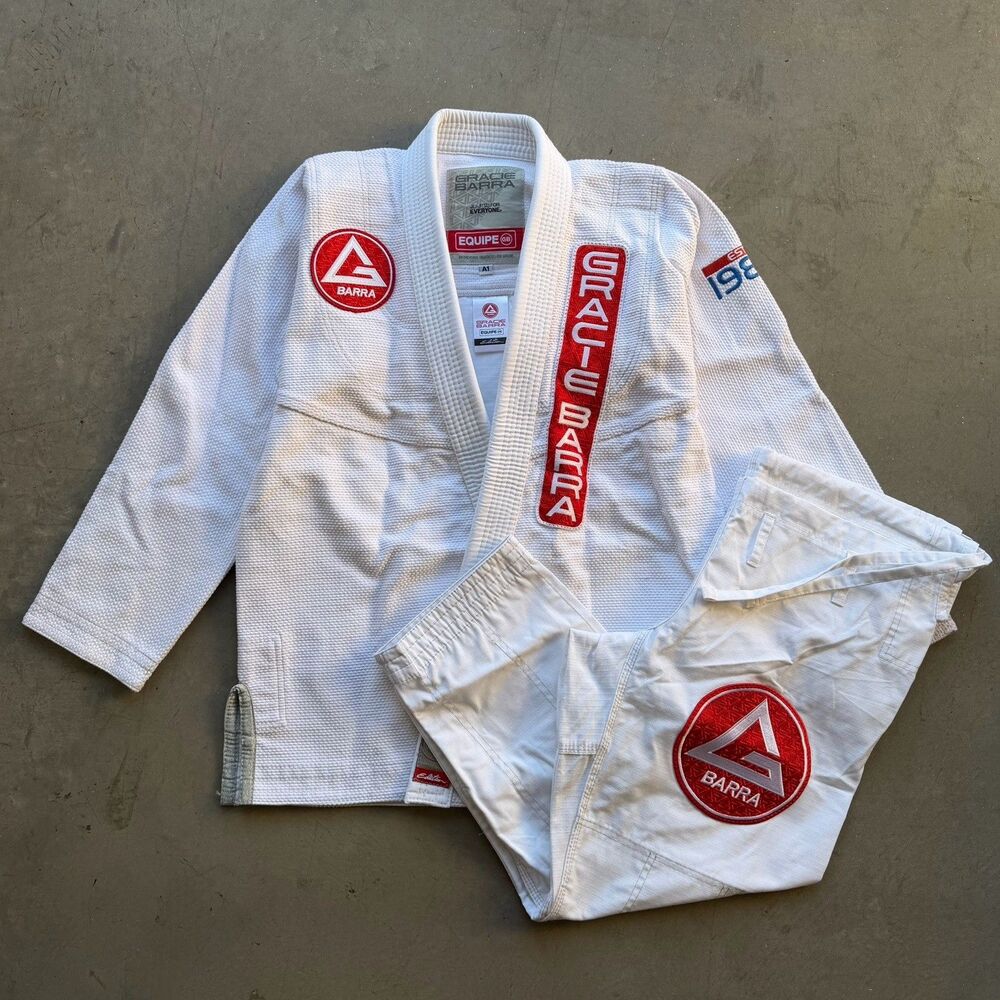 Gracie Barra Jiu Jitsu Gi Mens A1 White Kimono Pesado Set BJJ Top Pants BJJ
